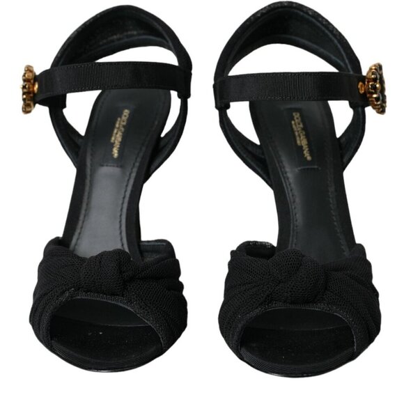 Dolce & Gabbana Dolce & Gabbana Black Suede Embellished Heels Sandals Shoes/EU38